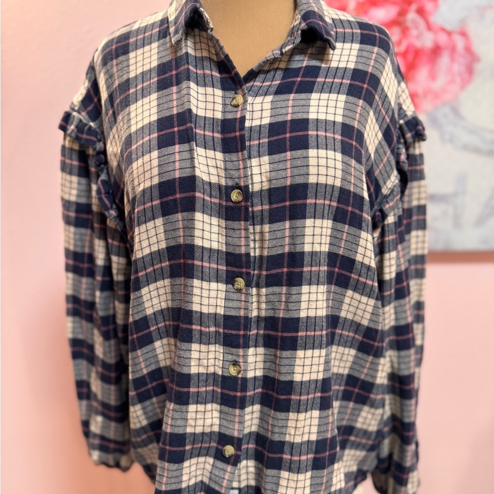 Rails Willow Ruffle Flannel Button-Up Shirt